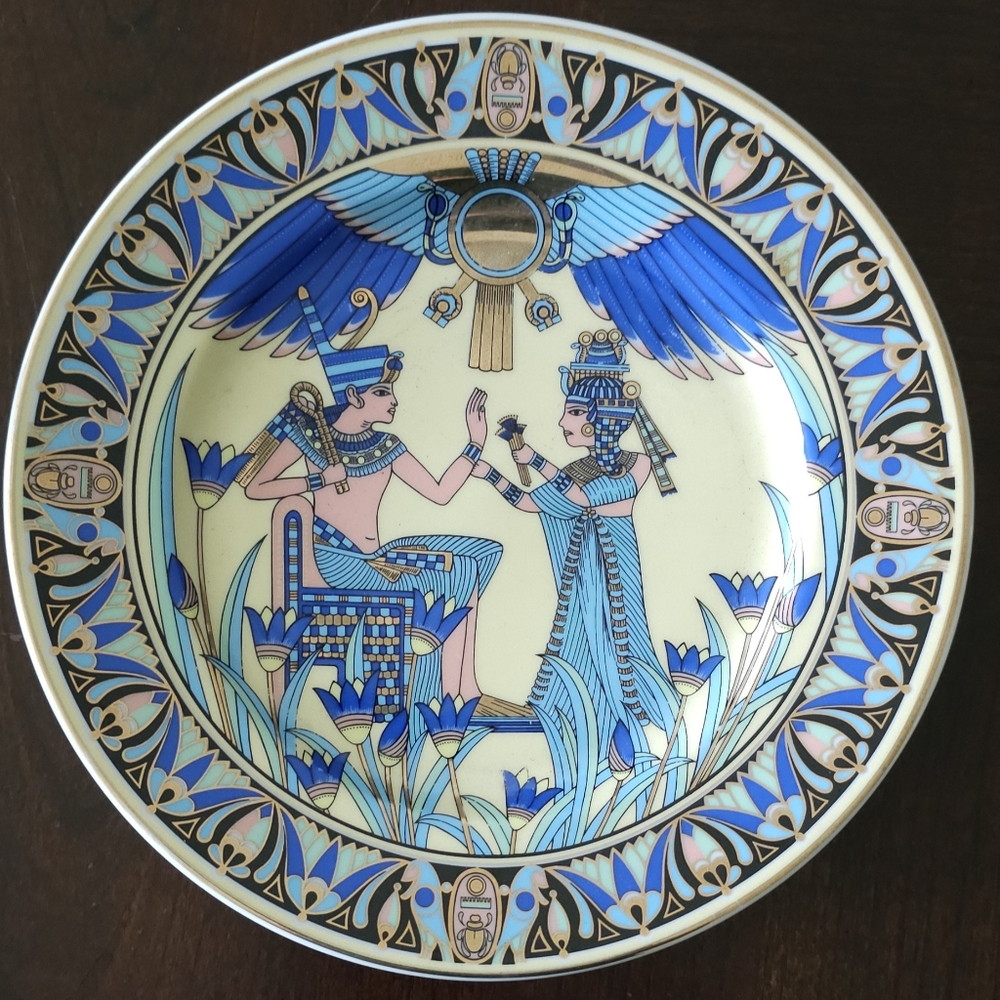 Small Egyptian Porcelain Pharaonic Art Decorative Plates Made In Egypt